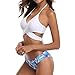 Produktbild TOPKEAL Damen Badeanzug Hals Hängen Bademode Push Up Crossover Träger Tankini Bikini Set Zweiteilige mit Triangel Bikinihose Strandkleidung Swimsuits (Weiß, M)