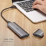 SSK Aluminiowa obudowa z adapterem M.2 na USB NVMe SATA SSD, bez narzędzi, USB 3.2 2 generacji 10 Gb/s NVMe PCI-E 6 Gb/s SATA M-Key, B+M-Key, zewnętrzny, obsługuje UASP, do SSD 2242, 2260, 2280