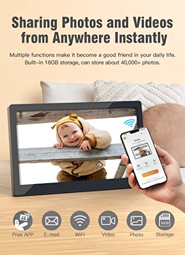 Brvatoe 15.6 Inch Easy Wifi Digital Picture Frame, 1920X1080 Fhd Touch Screen, Effortless To Use, Share Photos And Videos Instantly Via Email Or App, Large Digital Photo Frame With 16Gb Storage #TOP4