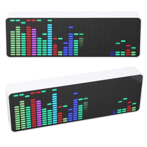 LED Music Spectrum Display Screen with 20 Dynamic Effects x 7 Color Effects, White LED Rhythm Light Level Voice Sensor Clock for Home, USB Power Supply