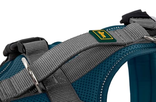 Hunter Hundegeschirr Maldon UP, Farbe: Petrol/grau, weich gepolstert & komfortabel, stark reflektierend durch 3M Scotchlite, 4-Fach verstellbar, mit gepolstertem Griff (ab S-M), Größe: S-M