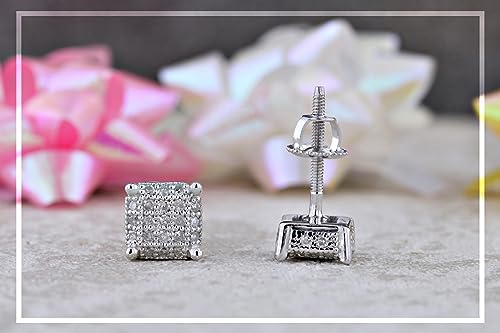 Dazzlingrock Collection 0.30 Carat (ctw) Round White Diamond 5mm Hip Hop Iced Out Studs in 925 Sterling Silver, Screw Back, Unisex Design Ladies, Mens Real Diamond Earrings4