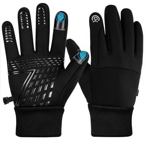 Bafiwu wasserdichte Fahrradhandschuhe für Herren Damen,Anti-Rutsch Wasserdicht Touchscreen Handschuhe,Warme Winddichte Fahrrad Handschuhe für Motorrad Laufen Radfahren Wandern (M)