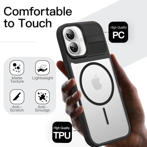 Image of KARWAN️ Magnetic Clear Back Case Cover for iPhone 16 (6.1-Inch-) |Acrylic Transparent Slim | Shockproof iPhone 16 Mobile Phone Back Cover [Clear Back] [TPU + Pc] [Black]
