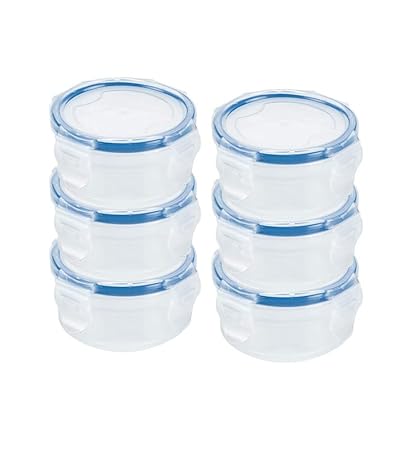 WOOLCO Lock and Seal Leak-Proof Jar with Lid, 100 ml Plastic, Transparent Tumbler 100ml/airtight Container Leakproof Storage Pack Of 6