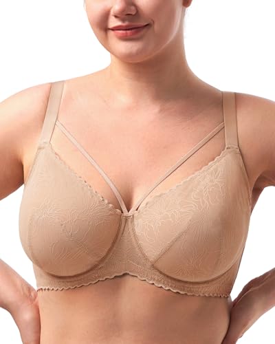 Image of HSIA Minimizer Bras for Women Full Coverage, Unlined Lace Sexy Plus Size Underwire Bra for Large Breasts