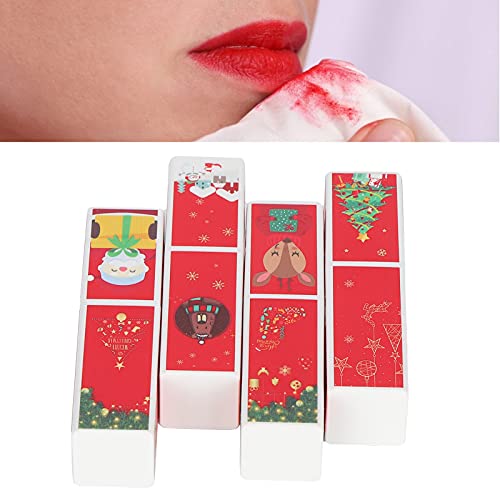 Tubos de lápiz labial vacío DIY de estilo navideño, contenedor cuadrado de bálsamo, 4 uds 4