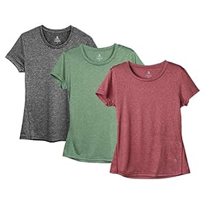 icyzone Women’s Workout Running T-Shirt Activewear Yoga Gym Short Sleeve Tops Sports Shirts, 3-Pack