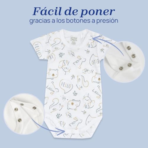 Miniatura 5 de Chicco, Body Recién Nacido, Set de 4 Body de Manga Corta de 100% Algodón, Unisex, Bebé 0-24 Meses, Designed in Italy