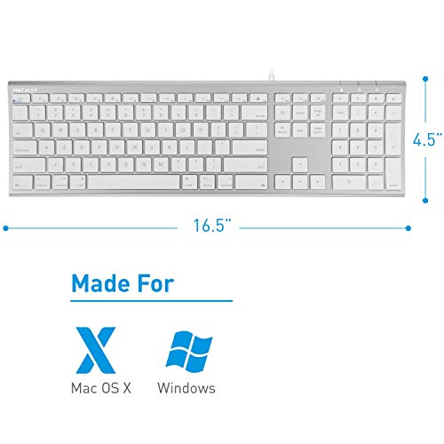 Macally Ultra Slim Wired Computer Keyboard and a Silent Wired Mouse, Ultimate Apple Accessories
