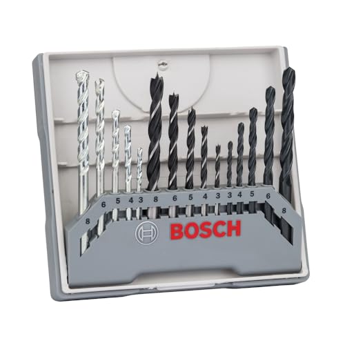 Bosch Professional 15tlg. Gemischtes Bohrer-Set (für Metall, Holz und Stein, Zubehör Bohrschrauber)
