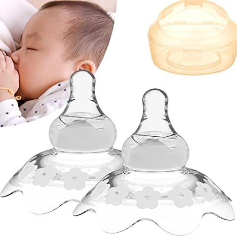 YIYEE Nipple Shields for Nursing Newborn 2 Count, Upgraded for Protecting Inverted & Sore Nipples, Assisting Latch Difficulties, Great for Breastfeeding Mothers, Carrying Case Included Cover