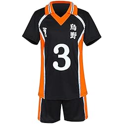 MINIDORA Conjunto de Camiseta y Pantalones Cortos Hinata Shoyo Hombre Manga Corta Camiseta Karasuno High School Voleibol Club Negro 3,S
