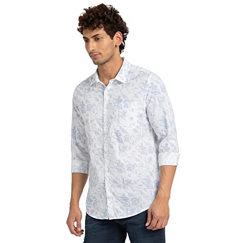 Image of Spykar Men's Slim Fit N /A Full Sleeve Printed Casual Shirts