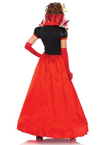 Leg Avenue Womens 2 Pc Deluxe Queen of Hearts With Card Suit Ball Gown, Crown Adult Sized Costumes