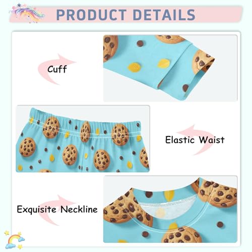 Pajama Sets Long Sleeve Cookie Chocolate Chip Pattern Soft Comfy Sleepwear 2 Piece PJS 3-8T4