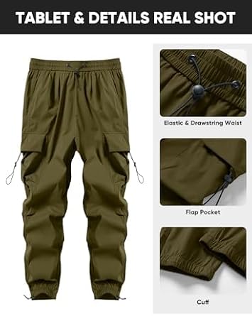 JMIERR Mens Loose Fit Drawstring Y2K Baggy Parachute Cargo Pants