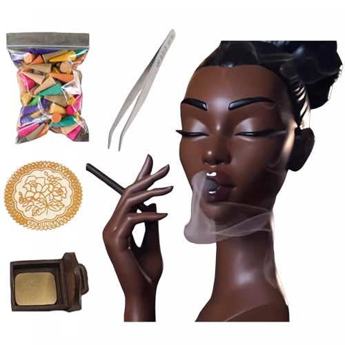 Elegant Head Incense Black Woman Burner, Modern Design, Stylish Incense Holder Black Women...