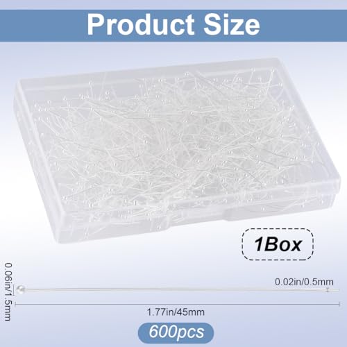 SOFPLATE 1 Box 600Pcs Jewellery Head Pins Long Earring Pins Silver Brass Head Pin Findings Dangle Small Ball Headpins for Jewellery Making Earrings Bracelets Beading Accessories Supplies DIY Beginner - Image 2