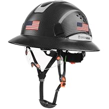 GREEN DEVIL Full Brim Hard Hat Vented Construction Safety Helmet OSHA Approved Cascos De Construccion ABS Work Hardhat for Men&Women 6 Point Adjustable Ratchet Suspension Custom Pattern Design