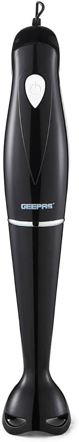 Geepas Hand Blender | Food Collection Hand Blender, Soup Mixer with Stainless Steel Blades | Ideal for Smoothies Shakes Vegetables Baby Food Soup | Anti-Splash | 2 Year Warranty, Black, 180W (Black)