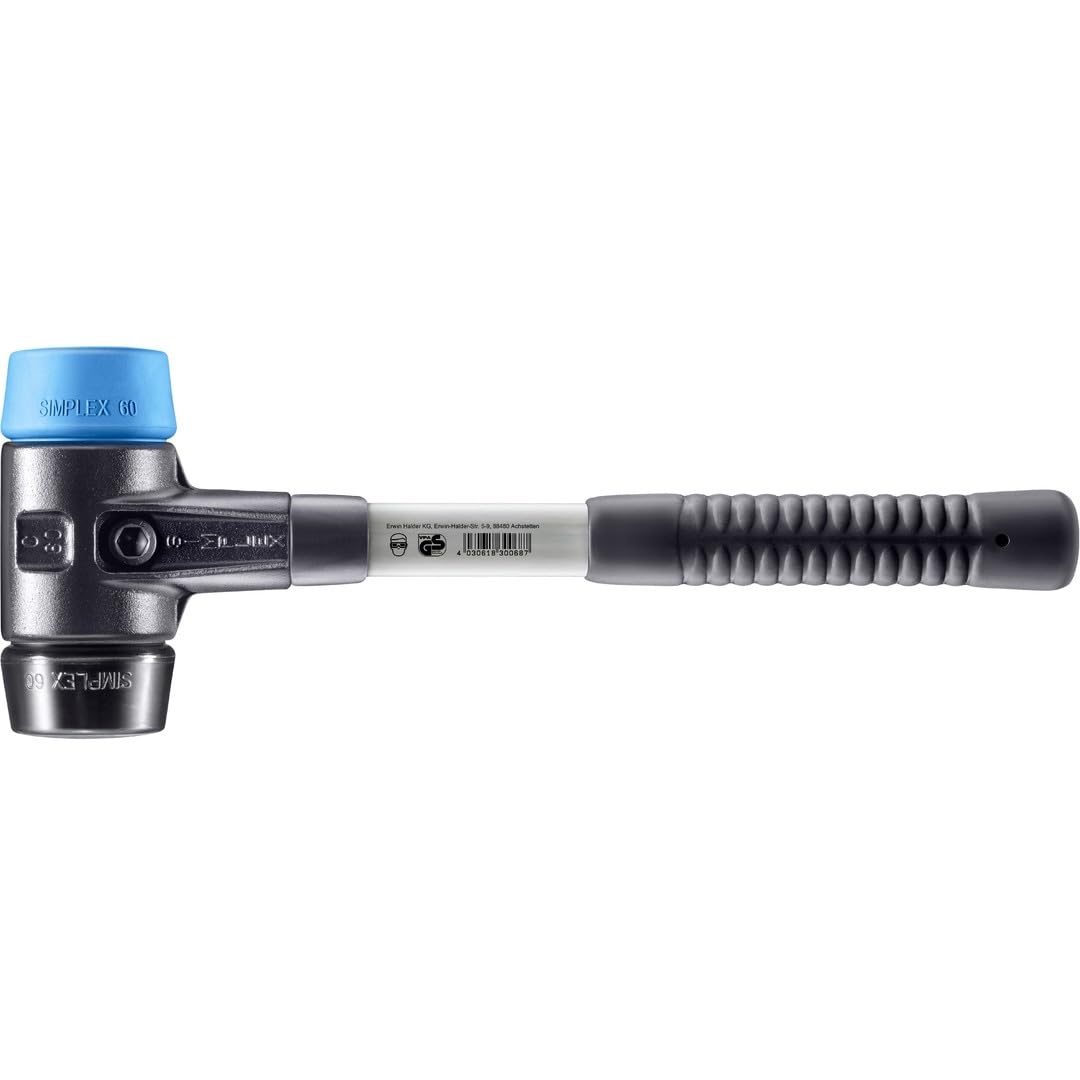 Halder 9.428.632,4 cm Simplex "tpe-soft/soft-face – Martello in gomma con rinforzo in acciaio inossidabile, multicolore, 60 mm