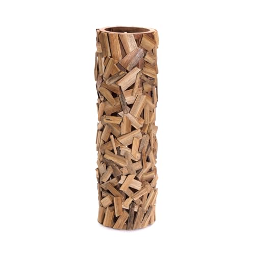 CREEDWOOD Colonne en Bois Vela | Bois de Teck, 79 cm | Chandelier de Sol, Vase de Sol, photophore Colonne, Vase Naturel, Chandelier en Bois flotté, de Fleurs