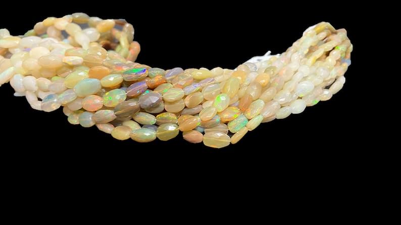 Perles ovales à facettes naturelles éthiopiennes 4x6 7x10mm fabrication bijoux