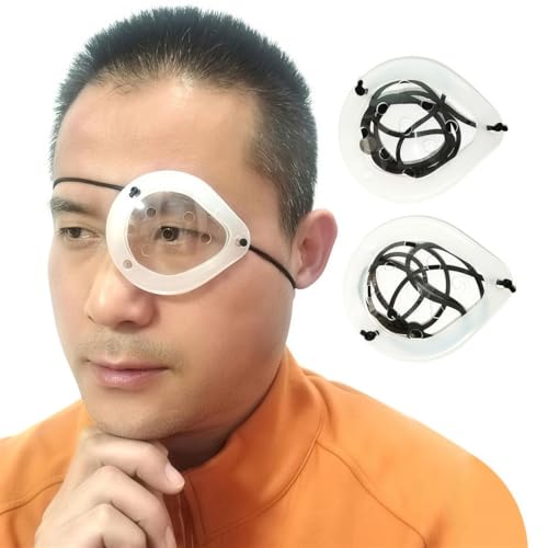 FSJLT 2 Pack Cataract Surgery Eye Shield Clear Plastic Medical Eye Patch with Adjustable Strap and Silicone Edging for Post Surgery Comfortable Eye Protection for Adults and Kids