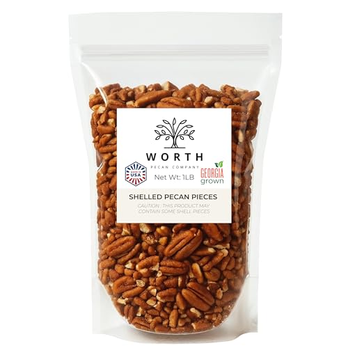 Pecan Pieces 1 lb | Georgia-grown Raw Chopped Pecans | Premium Grade A | Baking Ingredient, Salad Topper, Roasting, Snacking | Vegan, Gluten Free, Keto Friendly