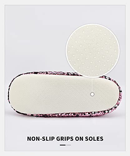 Image of Panda Bros Womens Ballerina Sequin Slippers, Bling House Slippers With Grippers