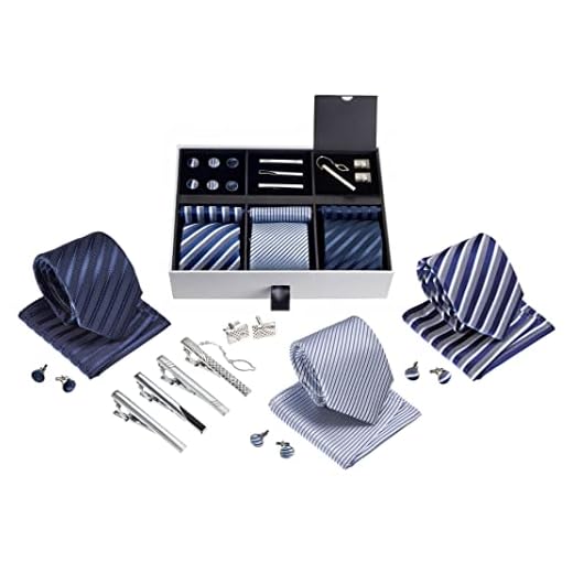 Premium Men’s Gift Tie Set Silky Necktie Pocket Squares Tie Clips Cufflinks For Men