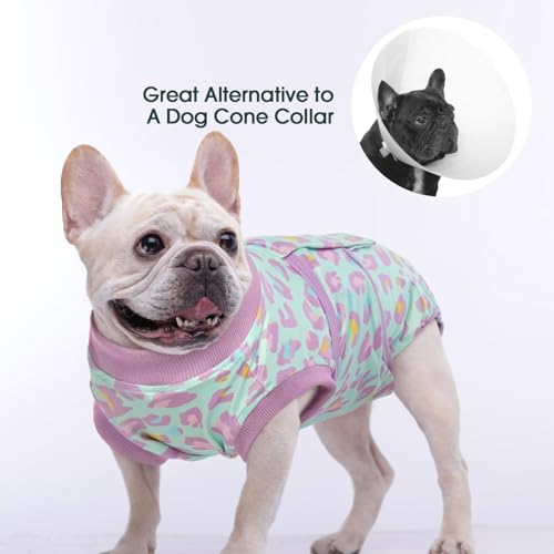 Image of Kuoser Dog Recovery Suit for Dogs After Surgery,Professional Surgical Onesie for Female Male Dogs Spay Neuter,Soft Dog Surgery Suit Bodysuit for Abdominal Wounds Skin Disease,Light Purple Leopard M
