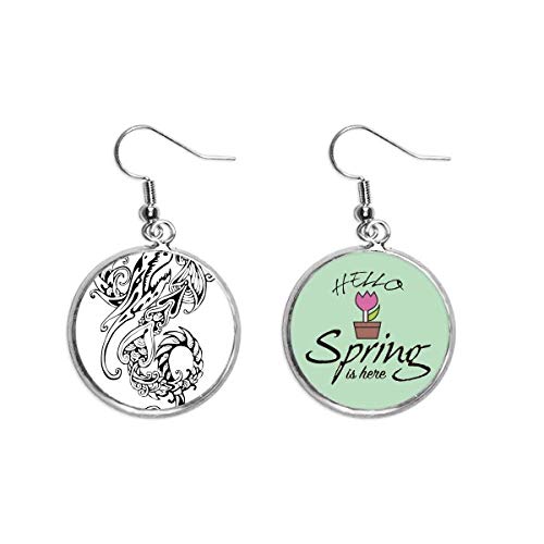 Pendientes de dragón estilo pintura china con acabado elegante para primavera
