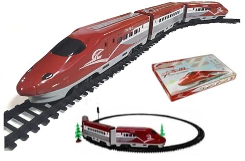 Image of Bestie Toys Bullet Train Set for Kids: Classic & Metro Trains, Easy Connect Tracks, Unisex, Age 3+, Red, Whimsical Style