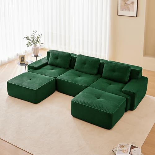 Image of Corduroy Modular Sectional Sofa, Oversized Cloud Couches for Living Room