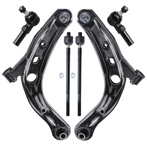 Image of Detroit Axle - Front Control Arms Kit for 2001-2006 Mazda MPV, 2 Lower Control Arms with Ball Joints Assembly 4 Outer Inner Tie Rod Links 2002 2003 2004 2005 Replacement