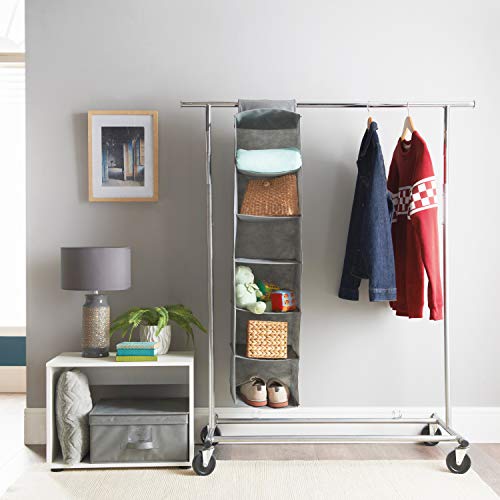 Anika Kleiderschrank mit 10 Taschen, mit Befestigungsschlaufe oben, Textil, grau, 6 Shelf