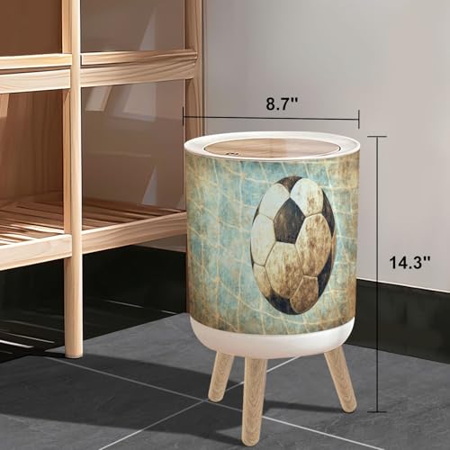 Caneca de basura pequeña con tapa, temática de fútbol rústico, 7L miniatura 3