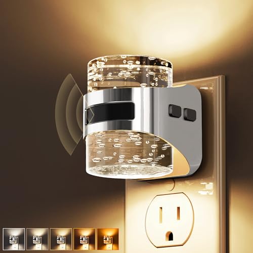 Image of L LOHAS LED Motion Sensor Night Light,5CCT Night Lights Plug into Wall | 2 Pack Color Temperature Change Night-Light,Acrylic Bubble Dimmable Nightlight with Dusk to Dawn Sensor for Bathroom Hallway