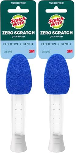 Image of Scotch-Brite Non-Scratch Dishwand, Scrubber for Cleaning Kitchen, Bathroom, and Household, Non Scratch Dish Scrubber Safe, 1 Dishwand (Pack of 2)