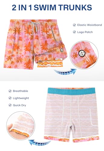 Image of Men's 5'' Swim Trunks with Compression Liner Graphic Beach Dry Fit Lightweight Bathing Shorts (S-XXL)