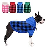 MORVIGIVE Plaid Dog Hoodie Pet Cat Sweatshirt, British Style Warm Puppy Pullover Doggie Coat with Ha