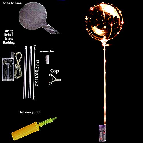 Warm White Led Light Up Bobo Balloons With Stick 10 Pack,3 Modes Flashing Transparent 20 Inch Light Balloons,For Weddings,Outdoor And Indoor Parties, Anniversary, House Party, Family Reunion, Birthday Party #TOP2