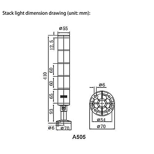 Ato Stack Light With Buzzer, Flash Led, Ac 110V, Industrial Signal Tower, For Operator Stations, Call Lights, Machine Monitoring (5 Layers) #TOP3