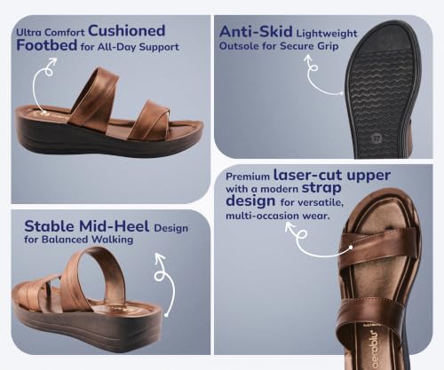 Image of AEROBLU Comfortable Mid Heel Slippers for Women | Flexible & Durable | Anti-Skid & Lightweight Slippers for Girls | Ideal for Party, Ethnic & Daily wear