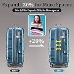 4 Piece Expandable Hardshell Pink Luggage Sets with Spinner Wheels, Lightweight Travel Suitcase Set with TSA Locks, 20 inch Carry On (Peacock Blue, 4 Piece Set (14in/20in/24in/28in)) - Image 2