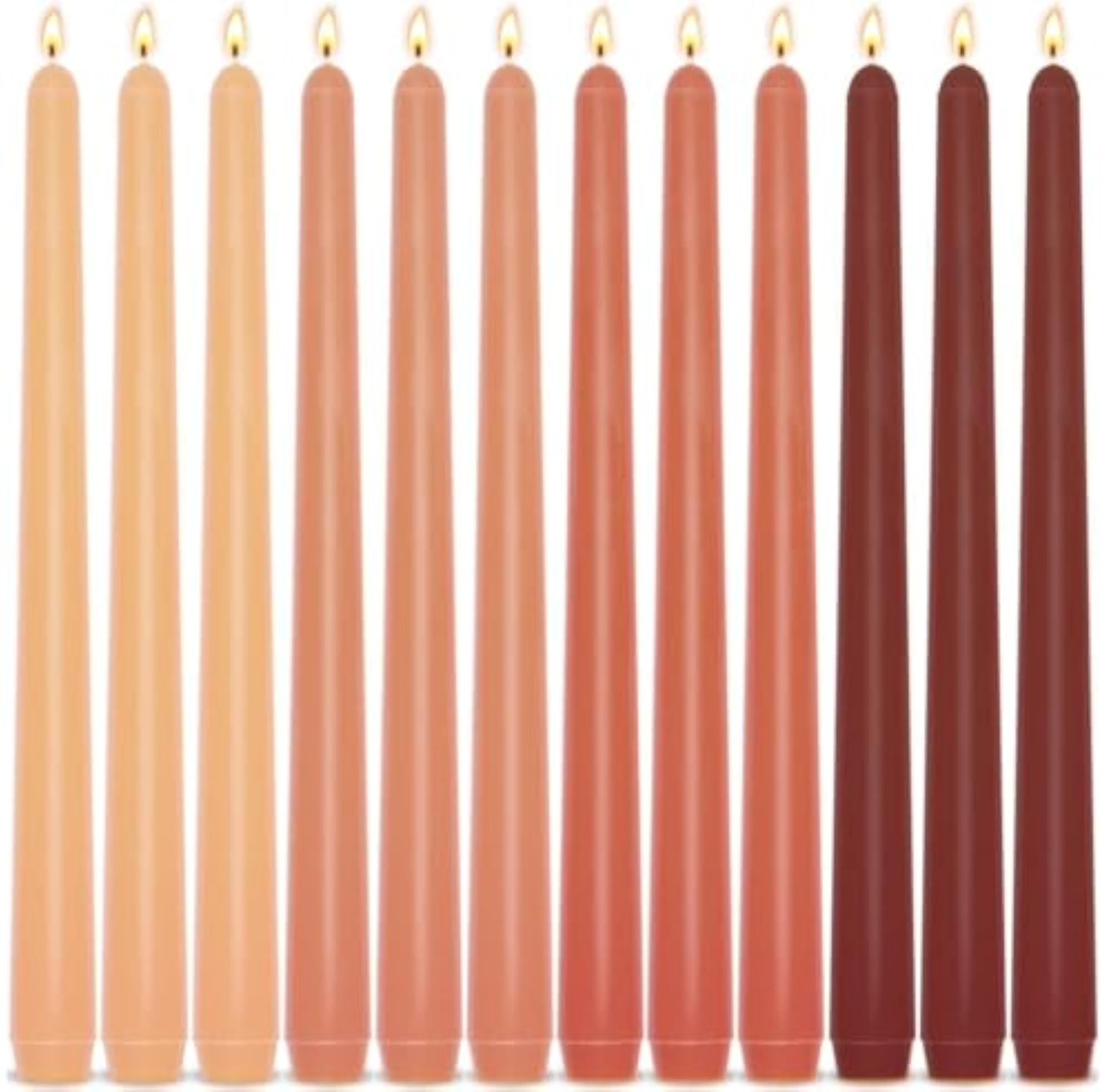 12-Pack Earth Tone Taper Candles
