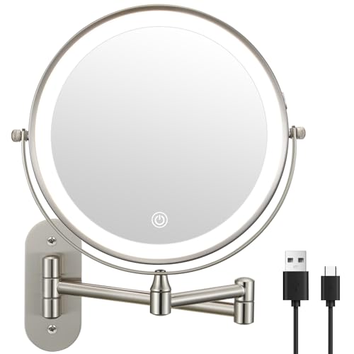 Espejo para maquillaje redondo con luz y aumento 20X