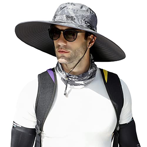 Image of Wide Brim Sun Hat for Men Women UV Protection Ventilated Summer Hats for Fishing Hiking Garden Beach